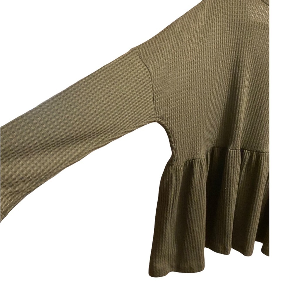 Lovely Melody Thermal Style Top Olive Green Sz L - Picture 5 of 5